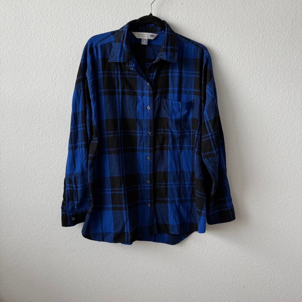 Blue and black plaid flannel